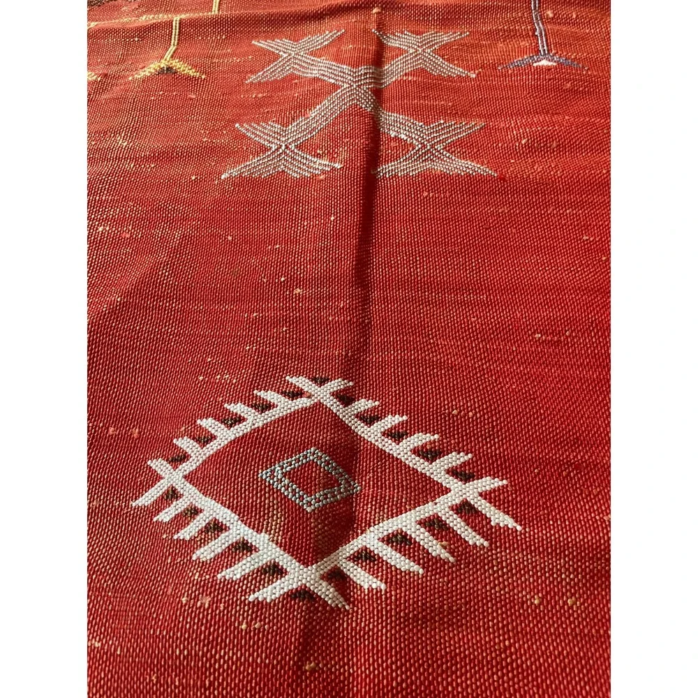 Vintage Moroccan Berber Sabra Cactus Silk Rug Tribal Kilim 35x56